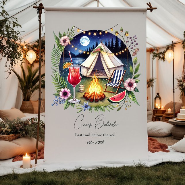 Tapete De Parede Fim de Semana de Despedida de Solteira da Noiva do (Rustic Camp Bride Bachelorette Weekend Tapestry)
