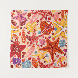 Tapete De Parede Fios-espuma, conchas e pedras, desenhados à mão pl