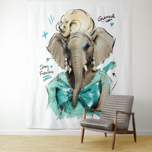 Tapete De Parede Fique Fabuloso Elefante Glamour com Pérolas