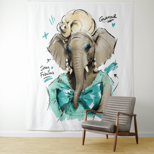 Tapete De Parede Fique Fabuloso Elefante Glamour com Pérolas (In Situ)