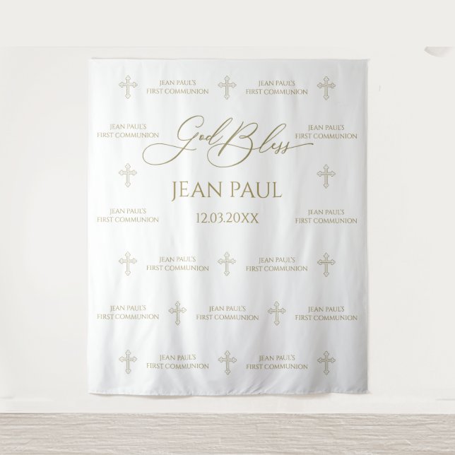 Tapete De Parede First Communion banner backdrop gold (Frente)