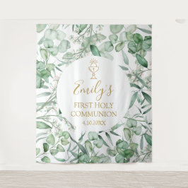 Tapete De Parede First Communion Eucalyptus greenery backdrop banne