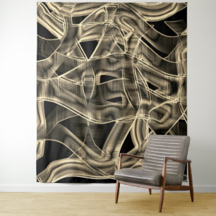 Tapete De Parede Fitas encurvadas beges, em contraste com a linha g