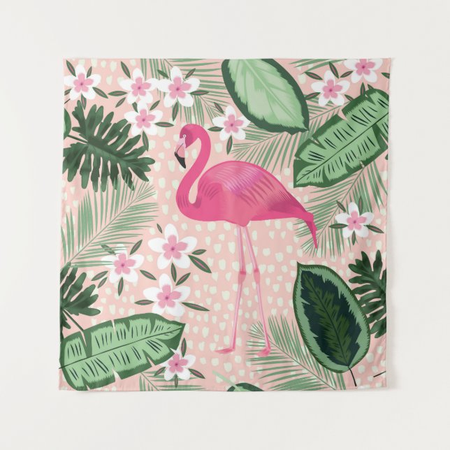Tapete De Parede Flamingo, palmeiras, design de cozinha (Frente)