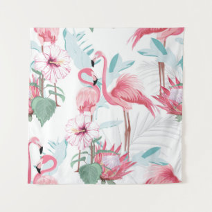 Tapete De Parede Flamingo Rosa: Flores Exóticas Sem Olhos.