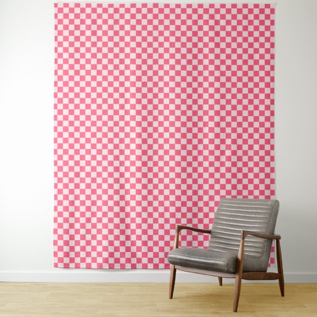 Tapete De Parede Flamingo sorbet checkerboard pattern (In Situ)