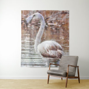 Tapete De Parede Flamingo Watercolor Exótico