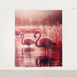 Tapete De Parede Flamingos de tonalidade rosa