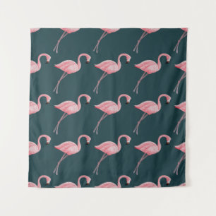 Tapete De Parede Flamingos em padrão azul, sem costura.