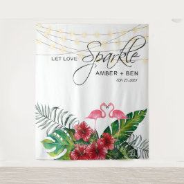 Tapete De Parede Flamingos Florais Tropicais Luzes de Natal Casamen