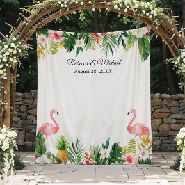 Tapete De Parede Flamingos Tropicais Foto de Booth de Casamento