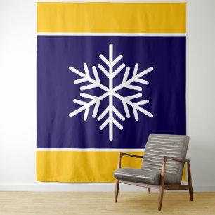Tapete De Parede Floco de neve branco, Marinho nórdico, azul