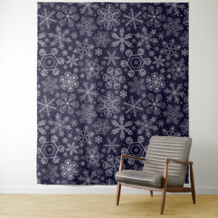 Tapete De Parede Flocos de neve brancos em azul