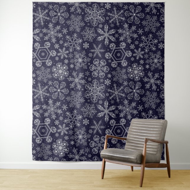 Tapete De Parede Flocos de neve brancos em azul (In Situ)