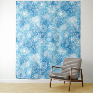 Tapete De Parede Flocos de neve em azul