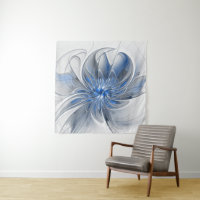 Flor de Arte Fracionada com Cinza Azul abstrato