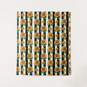 Tapete De Parede Flor de girassol Black Stripes brancas