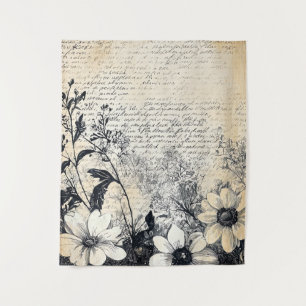Tapete De Parede Flor e caligrafia russa - Papel castanho envelheci