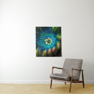 Tapete De Parede Flor Fantasia Luminosa, Fractal Abstrato Colorido