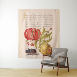 Tapete De Parede Flor, Fruta e Besouro Rinoceronte de Pomegranato