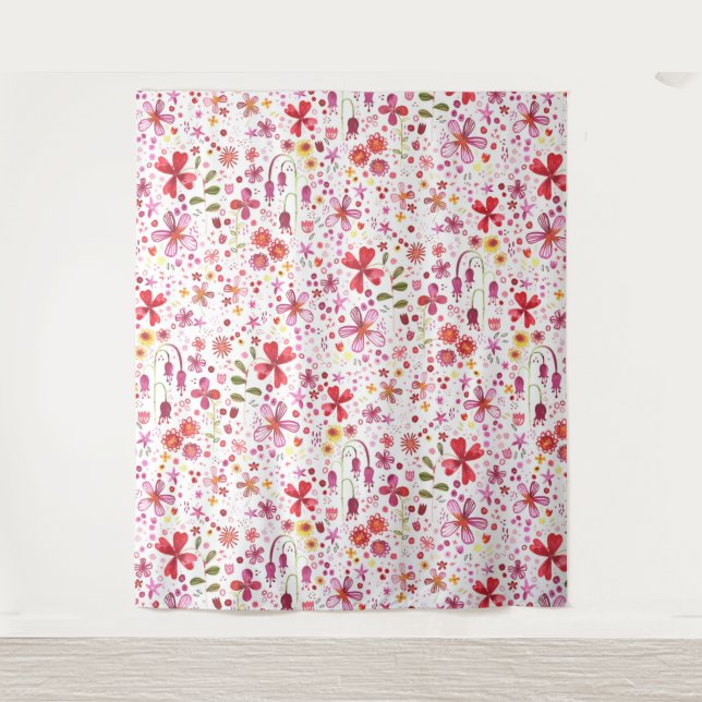 Tapete De Parede Flor Selvagem Flor Aquarela (Frente)