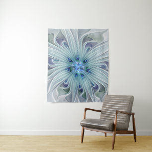Tapete De Parede Floral Beauty Abstrato Modern Blue Pastel Flower