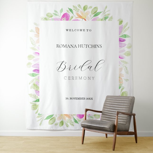 Tapete De Parede Floral Country Romântico Aquarela Pintada à Mão (In Situ)