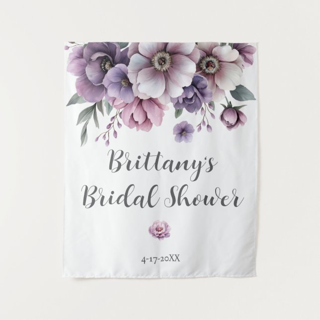 Tapete De Parede Floral de Lavanda de Água de chá de panela (Frente)