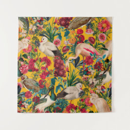 TAPETE DE PAREDE FLORAL E AVES XVIII