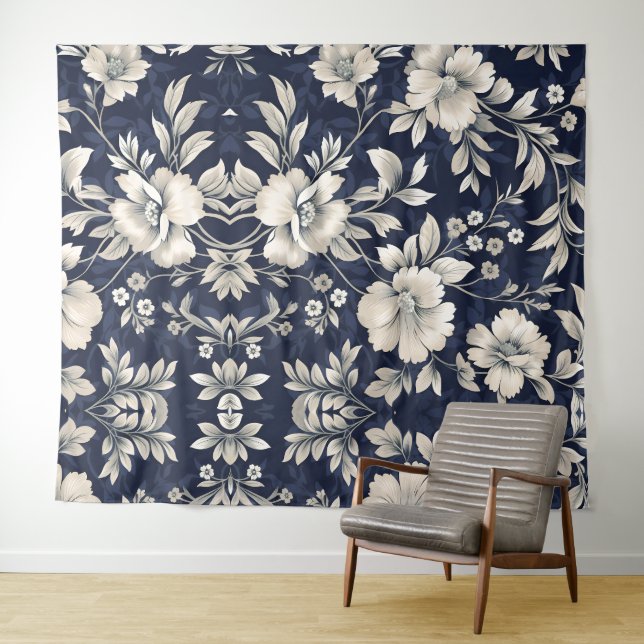 Tapete De Parede Floral em Azul (In Situ (Horizontal))