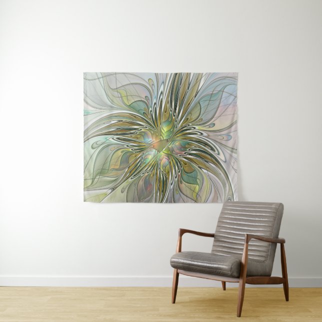 Tapete De Parede Floral Fantasy Moderna Arte Fractal Flor Com Doura (In Situ (Horizontal))