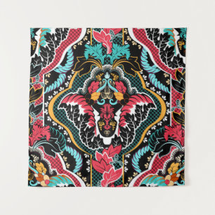 Tapete De Parede Floral Indiano: Papel de Parede Sem Costura Vintag