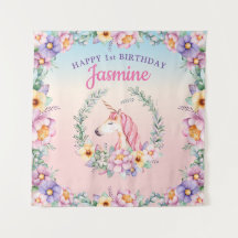 Floral Magical Unicorn Backdrop & Tapestry