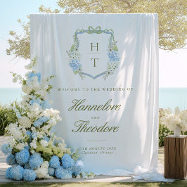 Tapete De Parede Floral Monogram Crest Wedding Backdrop Tapestry