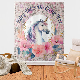 Tapete De Parede Floral Unicorn Fairy Tale