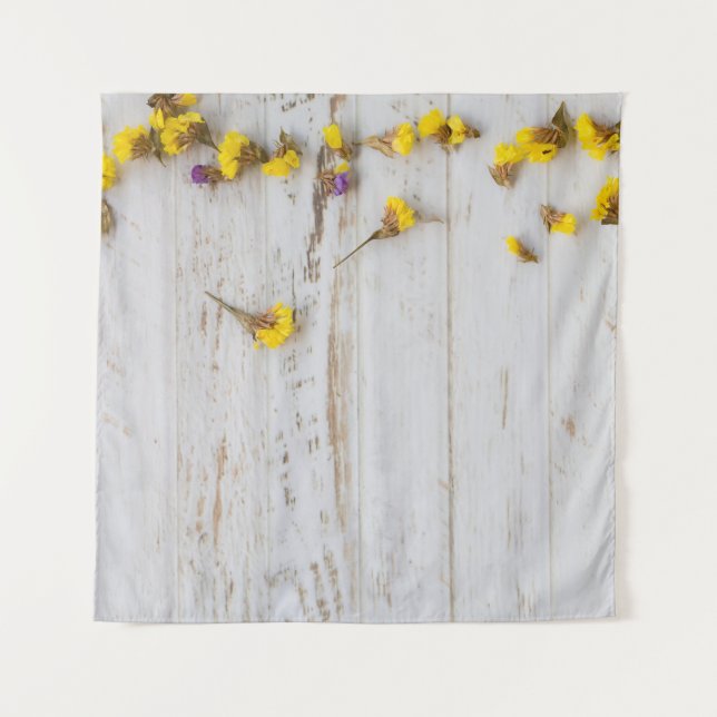 Tapete De Parede Flores amarelas da primavera, decoração de prancha (Frente)