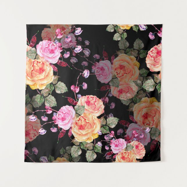 Tapete De Parede Flores buquês de aquarelas com flores aricóticas (Frente)