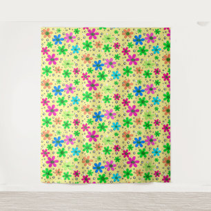 Tapete De Parede Flores camomila multicoloridas brilhantes em amare