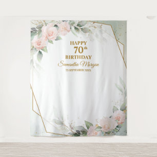 Tapete De Parede Flores cor-de-rosa, eucalipto, 70 de ouro