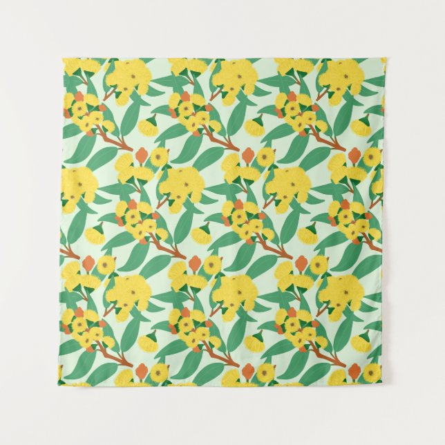 Tapete De Parede Flores da Árvore de Goma Amarela (Frente)