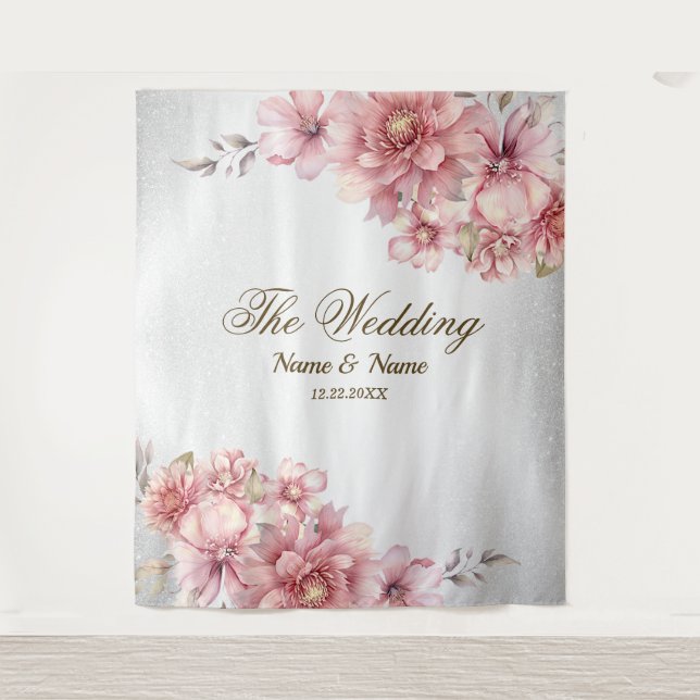 Tapete De Parede Flores de Aquarela Rosa-Partidárias Brilhantes Mod (Frente)