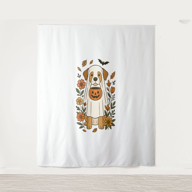 Tapete De Parede Flores de Halloween Labrador Retriever (Frente)