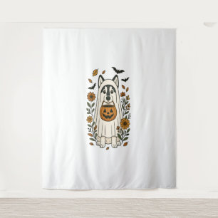 Tapete De Parede Flores de Halloween Siberian Husky