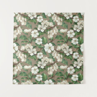 Tapete De Parede Flores De Maçã De Aquarela: Padrão De Vintagem.