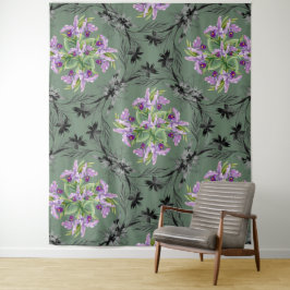 Tapete De Parede Flores de Padrão Floral Folhagem Roxo Verde