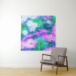 Tapete De Parede Flores de Phlox do Jardim Cor-de-Rosa, Verde, Azul