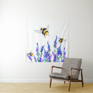 Tapete De Parede Flores de primavera e Abelhas Flores - Desenho