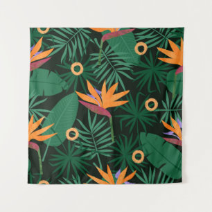 Tapete De Parede Flores de Strelitzia: Fundo de Vintagem Tropica