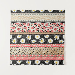 Tapete De Parede Flores Decorativas: Padrão de Azulejo de Patchwork