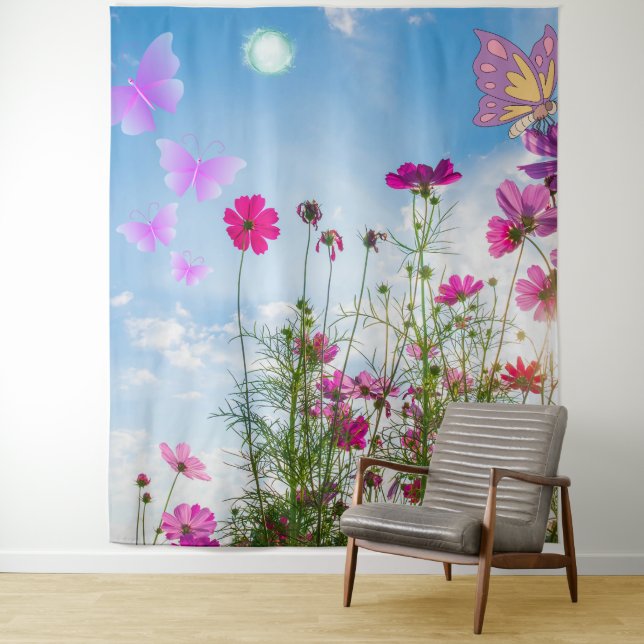 Tapete De Parede flores e borboletas de primavera (In Situ)